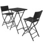 vidaXL 3-tlg. Bistro-Set Klappbar Stahl Poly Rattan Schwarz vidaXL 3-tlg. Bistro-Set Klappbar Stahl Poly Rattan Schwarz