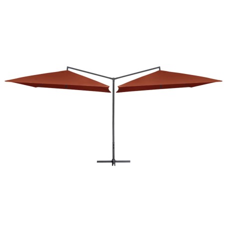 vidaXL Doppelsonnenschirm mit Stahlmast 250×250 cm Terracotta-Rot 
