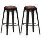 Barhocker 2 Stk. Schwarz Echtleder Barhocker 2 Stk. Schwarz Echtleder