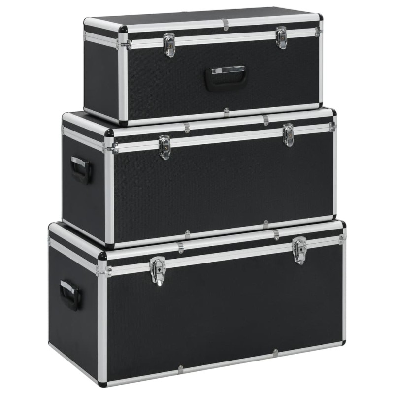 vidaXL Aufbewahrungskoffer 3 Stk. Schwarz Aluminium vidaXL Aufbewahrungskoffer 3 Stk. Schwarz Aluminium