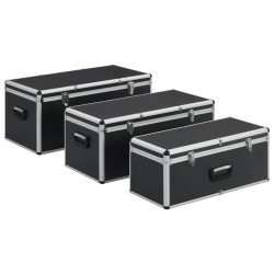 vidaXL Aufbewahrungskoffer 3 Stk. Schwarz Aluminium