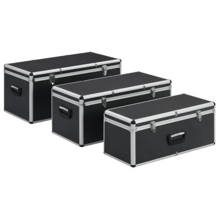 vidaXL Aufbewahrungskoffer 3 Stk. Schwarz Aluminium