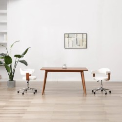 vidaXL Esszimmerstuhl Drehbar Weiß Bugholz und Kunstleder 