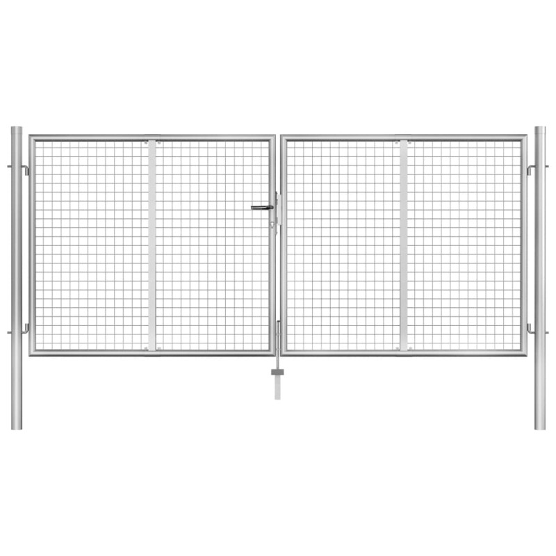 vidaXL Gartentor Verzinkter Stahl 306 x 175 cm Silbern vidaXL Gartentor Verzinkter Stahl 306 x 175 cm Silbern
