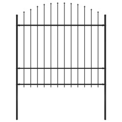 vidaXL Gartenzaun mit Speerspitzen Stahl (1,5 - 1,75) x 1,7 m Schwarz