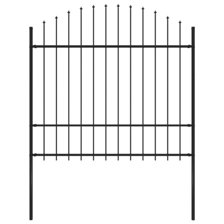 vidaXL Gartenzaun mit Speerspitzen Stahl (1,5 - 1,75) x 1,7 m Schwarz
