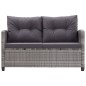 2-Sitzer-Gartensofa mit Kissen Grau 124 cm Poly Rattan 2-Sitzer-Gartensofa mit Kissen Grau 124 cm Poly Rattan