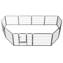 vidaXL Hunde-Laufgitter 12 Paneele Stahl 80x60 cm Schwarz