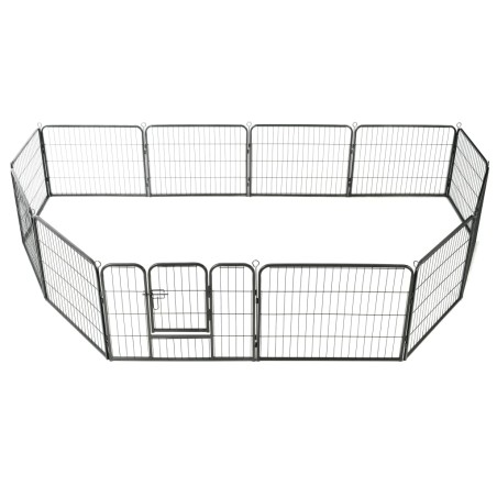 vidaXL Hunde-Laufgitter 12 Paneele Stahl 80x60 cm Schwarz