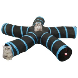 vidaXL Katzentunnel 5-Wege Schwarz und Blau 25 cm Polyester