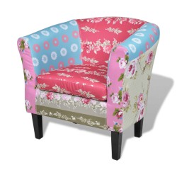 vidaXL Französischer Sessel mit Fußhocker Patchwork-Design
