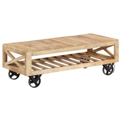 vidaXL Couchtisch mit Rädern Massivholz Mango 110 x 50 x 37 cm