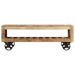 vidaXL Couchtisch mit Rädern Massivholz Mango 110 x 50 x 37 cm