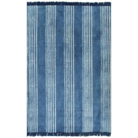 vidaXL Kelim-Teppich Baumwolle 160x230 cm mit Muster Blau