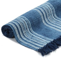 vidaXL Kelim-Teppich Baumwolle 160x230 cm mit Muster Blau