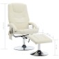 Massagesessel mit Fußhocker Cremeweiß Kunstleder Massagesessel mit Fußhocker Cremeweiß Kunstleder