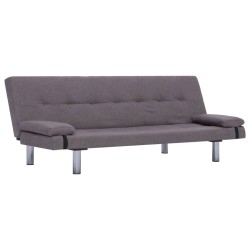 vidaXL Schlafsofa mit zwei Kissen Taupe Polyester