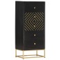 vidaXL Schubladenschrank Schwarz Golden 45x30x105cm Mangoholz vidaXL Schubladenschrank Schwarz Golden 45x30x105cm Mangoholz