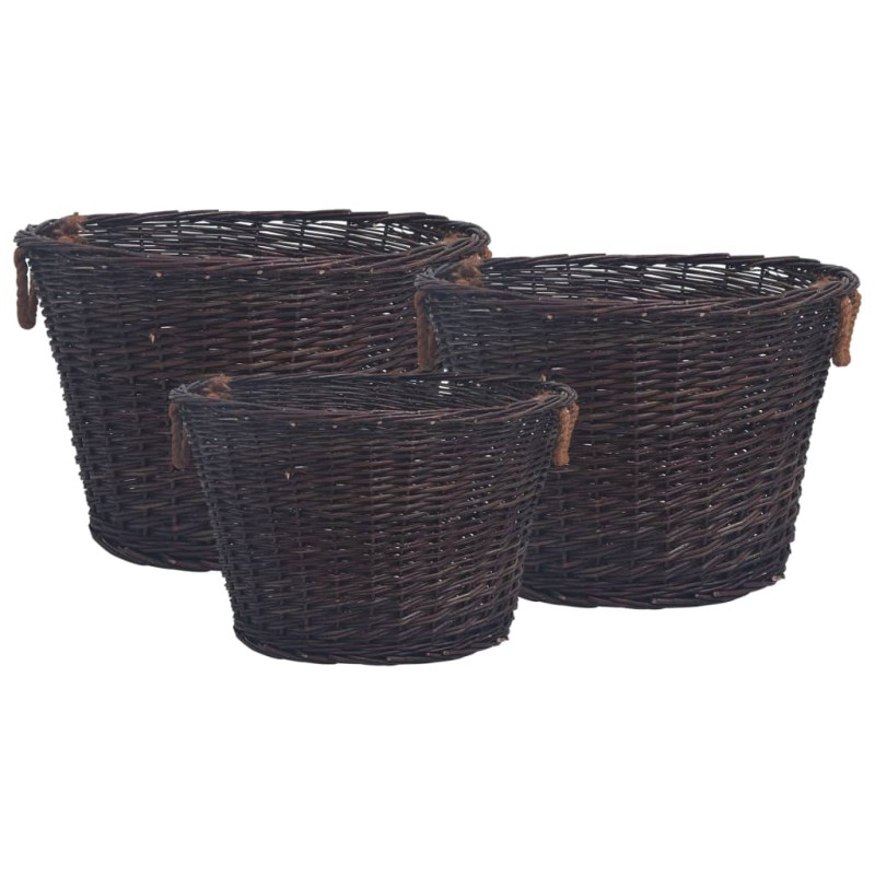 vidaXL 3-tlg. Brennholzkorb-Set Stapelbar Dunkelbraun Weide vidaXL 3-tlg. Brennholzkorb-Set Stapelbar Dunkelbraun Weide