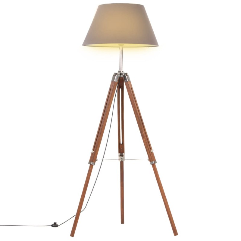 vidaXL Stativlampe Honigbraun und Grau Teak Massivholz 141 cm vidaXL Stativlampe Honigbraun und Grau Teak Massivholz 141 cm