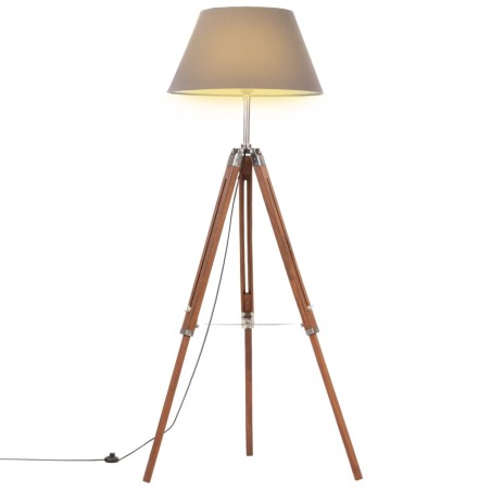 vidaXL Stativlampe Honigbraun und Grau Teak Massivholz 141 cm