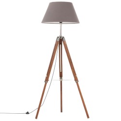 vidaXL Stativlampe Honigbraun und Grau Teak Massivholz 141 cm