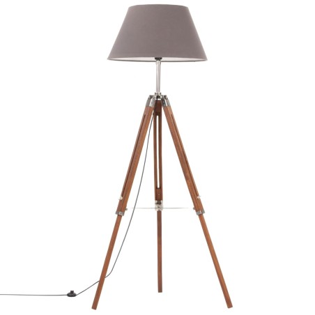 vidaXL Stativlampe Honigbraun und Grau Teak Massivholz 141 cm