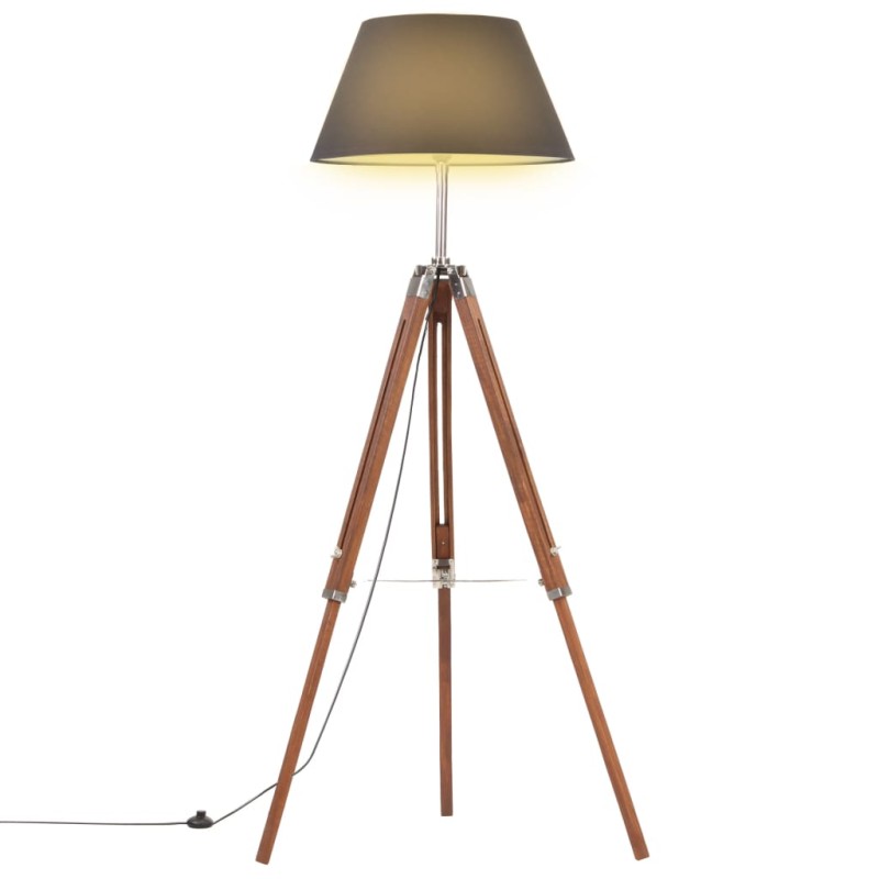 vidaXL Stativlampe Honigbraun und Schwarz Teak Massivholz 141 cm vidaXL Stativlampe Honigbraun und Schwarz Teak Massivholz 141 cm