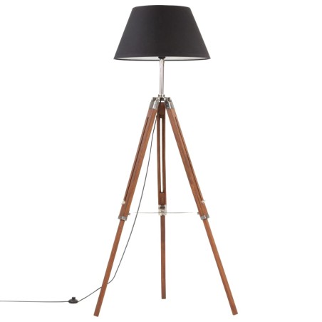 vidaXL Stativlampe Honigbraun und Schwarz Teak Massivholz 141 cm
