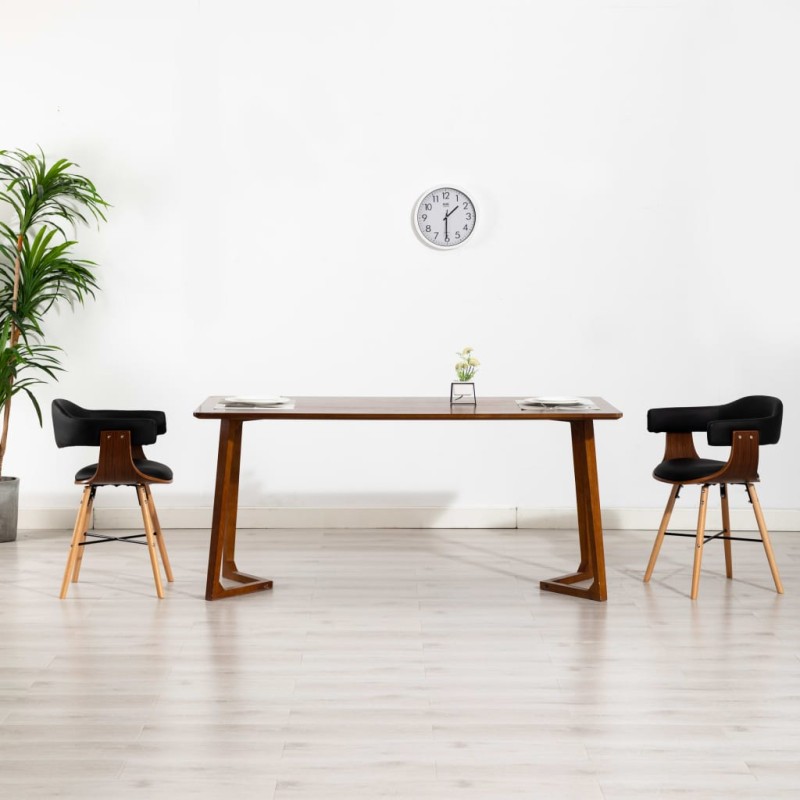 vidaXL Esszimmerstühle 2 Stk. Schwarz Kunstleder und Bugholz vidaXL Esszimmerstühle 2 Stk. Schwarz Kunstleder und Bugholz