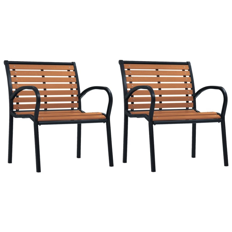 vidaXL Gartenstühle 2 Stk. Stahl und WPC Schwarz und Braun vidaXL Gartenstühle 2 Stk. Stahl und WPC Schwarz und Braun
