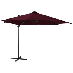 vidaXL Ampelschirm mit Mast und LED-Beleuchtung Bordeauxrot 300 cm
