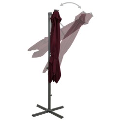 vidaXL Ampelschirm mit Mast und LED-Beleuchtung Bordeauxrot 300 cm