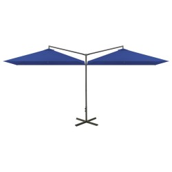 vidaXL Doppel-Sonnenschirm mit Stahl-Mast 600x300 cm Azurblau