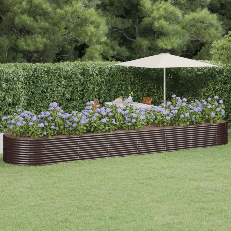 vidaXL Hochbeet Pulverbeschichteter Stahl 584x140x68 cm Braun vidaXL Hochbeet Pulverbeschichteter Stahl 584x140x68 cm Braun