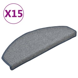 vidaXL Treppenmatten 15 Stk. Hellgrau und Blau 65x24x4 cm