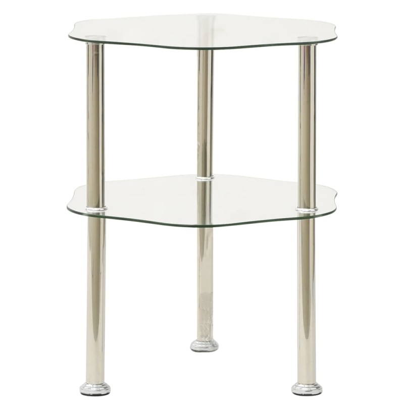 vidaXL Beistelltisch mit 2 Ablagen Transparent 38x38x50 cm Hartglas vidaXL Beistelltisch mit 2 Ablagen Transparent 38x38x50 cm Hartglas