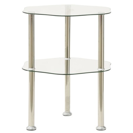 vidaXL Beistelltisch mit 2 Ablagen Transparent 38x38x50 cm Hartglas