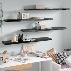 vidaXL Wandregale Schwebend 4Stk. Hochglanz-Schwarz 120x23,5x3,8cm MDF