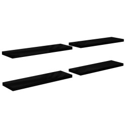 vidaXL Wandregale Schwebend 4Stk. Hochglanz-Schwarz 120x23,5x3,8cm MDF