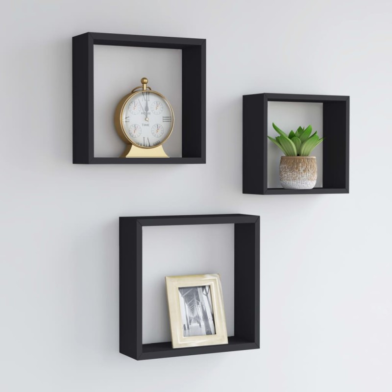vidaXL Würfelregale 3 Stk. Schwarz MDF vidaXL Würfelregale 3 Stk. Schwarz MDF