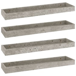 vidaXL Loggia Wandregale 4 Stk. Betongrau 60x15x4 cm MDF