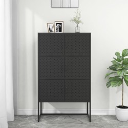 vidaXL Highboard Schwarz 80x35x135 cm Stahl 