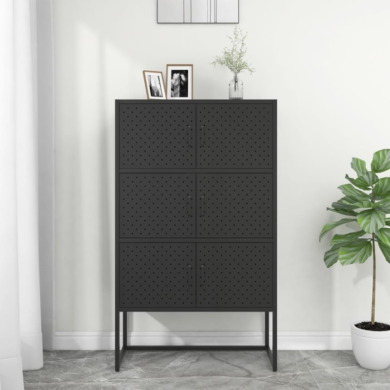 vidaXL Highboard Schwarz 80x35x135 cm Stahl vidaXL Highboard Schwarz 80x35x135 cm Stahl