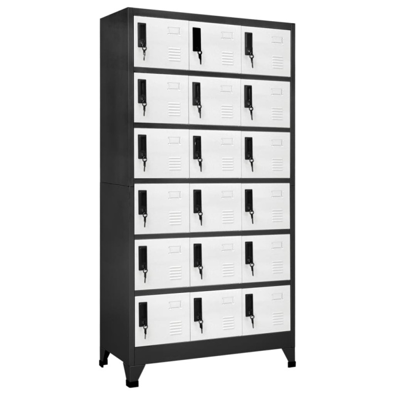 vidaXL Schließfachschrank Anthrazit und Weiß 90x40x180 cm Stahl vidaXL Schließfachschrank Anthrazit und Weiß 90x40x180 cm Stahl