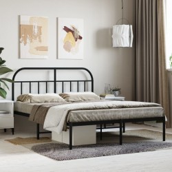 vidaXL Bettgestell mit Kopfteil Metall Schwarz 150x200 cm