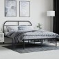 vidaXL Bettgestell mit Kopfteil Metall Schwarz 150x200 cm vidaXL Bettgestell mit Kopfteil Metall Schwarz 150x200 cm