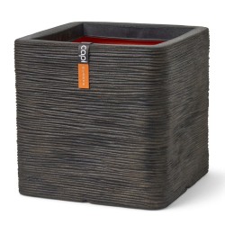 Capi Blumentopf Nature Rib Quadratisch 50x50x50 cm Dunkelbraun