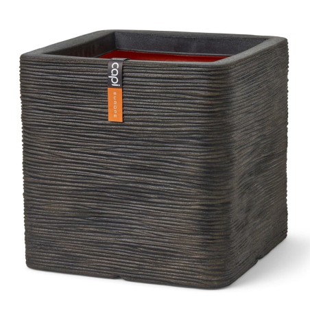 Capi Blumentopf Nature Rib Quadratisch 50x50x50 cm Dunkelbraun