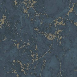 DUTCH WALLCOVERINGS Tapete Marmor-Optik Blau und Golden